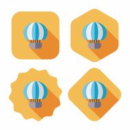 Hot Air Balloon flat icon with long shadow N46