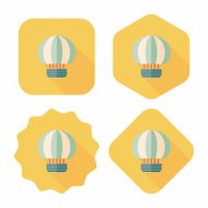 Hot Air Balloon flat icon with long shadow N49