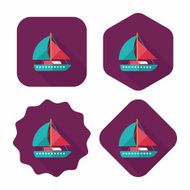 Sailboat flat icon with long shadow N6