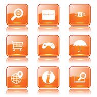 SEO Internet Sign Square Vector Orange Icon Design Set 10 N8