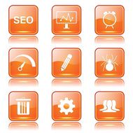 SEO Internet Sign Square Vector Orange Icon Design Set 8 N9