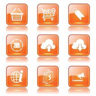 SEO Internet Sign Square Vector Orange Icon Design Set 7 N11
