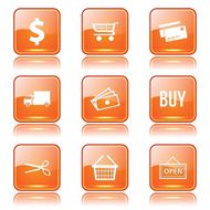 Shopping Sign Square Vector Orange Icon Design Set N11