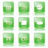 Shopping Sign Square Vector Green Icon Design Set 2 N10