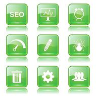 SEO Internet Sign Square Vector Green Icon Design Set 8 N10