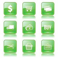 Shopping Sign Square Vector Green Icon Design Set N11