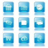Shopping Sign Square Vector Blue Icon Design Set 2 N10