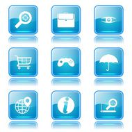 SEO Internet Sign Square Vector Blue Icon Design Set 10 N11