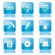 SEO Internet Sign Square Vector Blue Icon Design Set 8 N9