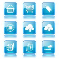SEO Internet Sign Square Vector Blue Icon Design Set 7 N8