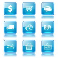 Shopping Sign Square Vector Blue Icon Design Set N11