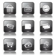 Shopping Sign Square Vector Black Button Icon Design Set 2 N11