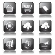 SEO Internet Sign Square Vector Black Icon Design Set 7 N10