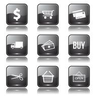 Shopping Sign Square Vector Black Button Icon Design Set N11