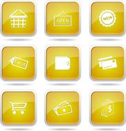 Shopping Sign Square Vector Yellow Icon Design Set 2 N12