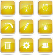 SEO Internet Sign Square Vector Yellow Icon Design Set 8 N11