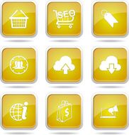 SEO Internet Sign Square Vector Yellow Icon Design Set 7 N11
