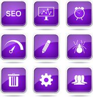 SEO Internet Sign Square Vector Violet Icon Design Set 8 N11