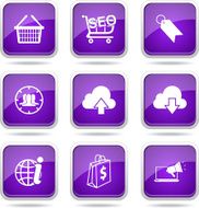 SEO Internet Sign Square Vector Violet Icon Design Set 7 N12