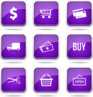 Shopping Sign Square Vector Violet Icon Design Set N12