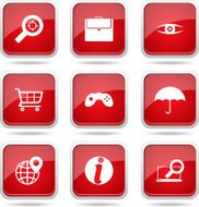 SEO Internet Sign Square Vector Red Icon Design Set 10 N9