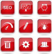SEO Internet Sign Square Vector Red Icon Design Set 8 N12
