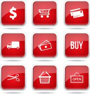 Shopping Sign Square Vector Red Icon Design Set N12