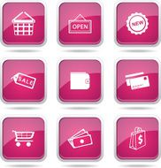 Shopping Sign Square Vector Pink Icon Design Set 2 N12