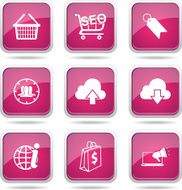 SEO Internet Sign Square Vector Pink Icon Design Set 7 N12
