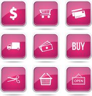 Shopping Sign Square Vector Pink Icon Design Set N12