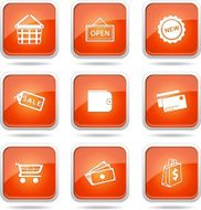 Shopping Sign Square Vector Orange Icon Design Set 2 N10