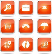 SEO Internet Sign Square Vector Orange Icon Design Set 10 N9