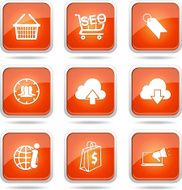 SEO Internet Sign Square Vector Orange Icon Design Set 7 N12