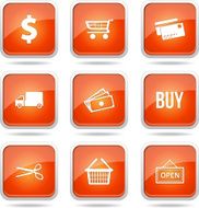 Shopping Sign Square Vector Orange Icon Design Set N12