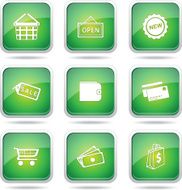 Shopping Sign Square Vector Green Icon Design Set 2 N11