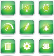 SEO Internet Sign Square Vector Green Icon Design Set 8 N11