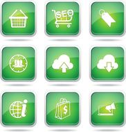 SEO Internet Sign Square Vector Green Icon Design Set 7 N11