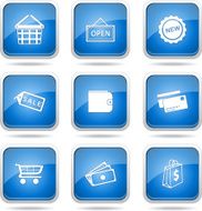 Shopping Sign Square Vector Blue Icon Design Set 2 N11
