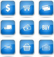 Shopping Sign Square Vector Blue Icon Design Set N12