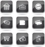 Shopping Sign Square Vector Black Button Icon Design Set 2 N12