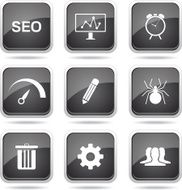 SEO Internet Sign Square Vector Black Icon Design Set 8 N12