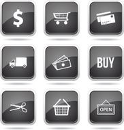 Shopping Sign Square Vector Black Button Icon Design Set N12
