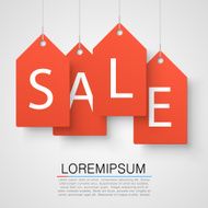 Four large orange tags with the word sale Vector
