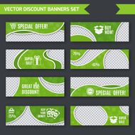 Discount banners green set