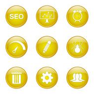 SEO Internet Sign Yellow Vector Button Icon Design Set 8 N8