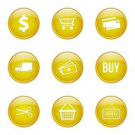 Shopping Sign Yellow Vector Button Icon Design Set N7