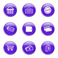 Shopping Sign Violet Vector Button Icon Design Set 2 N7