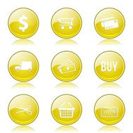 Shopping Sign Yellow Vector Button Icon Design Set N8