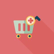 shopping cart flat icon with long shadow eps10 N67