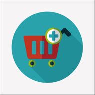shopping cart flat icon with long shadow eps10 N68